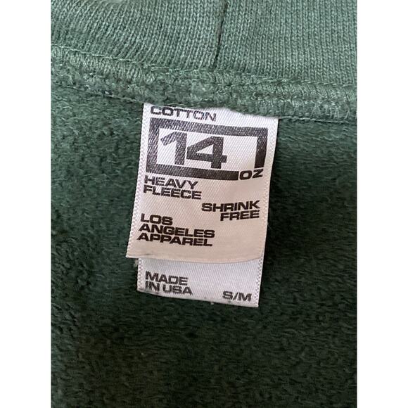 Los Angeles Apparel 14oz Heavy Fleece Green Full Zip Crop Hoodie Sweatshirt S/M - Picture 4 of 5